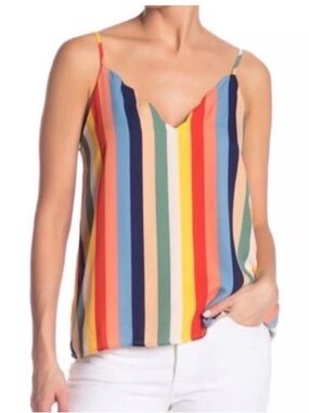 Rainbow Scalloped Neckline Tank Top